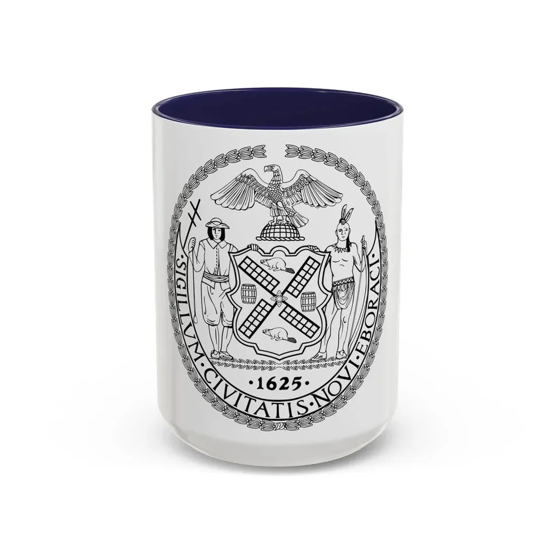 Seal of New York City BW - Accent Coffee Mug 15oz Navy - Go Mug Yourself