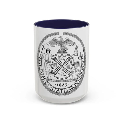 Seal of New York City BW - Accent Coffee Mug 15oz Navy - Go Mug Yourself