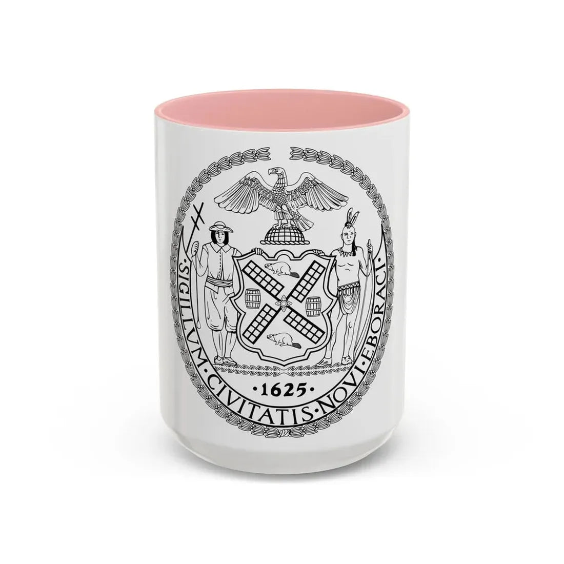 Seal of New York City BW - Accent Coffee Mug 15oz Pink - Go Mug Yourself