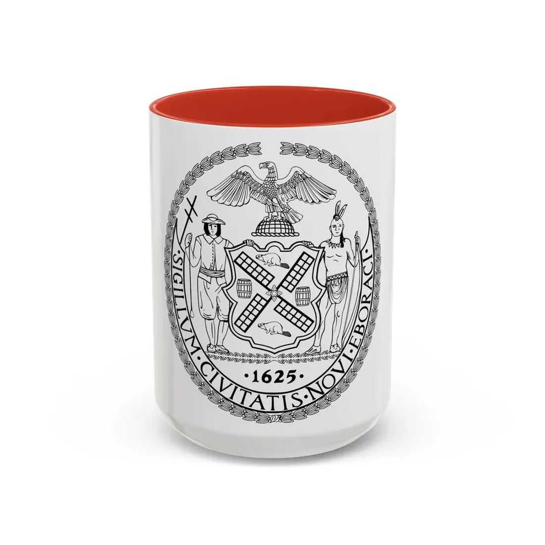 Seal of New York City BW - Accent Coffee Mug 15oz Red - Go Mug Yourself