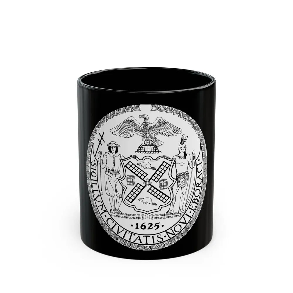 Seal of New York City BW - Black Coffee Mug-11oz-Go Mug Yourself