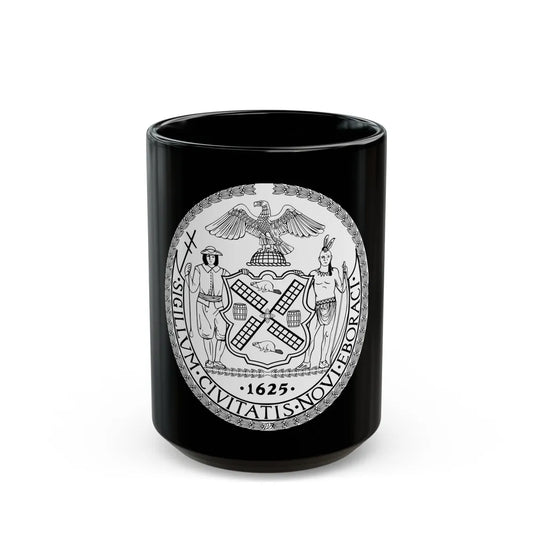 Seal of New York City BW - Black Coffee Mug-15oz-Go Mug Yourself