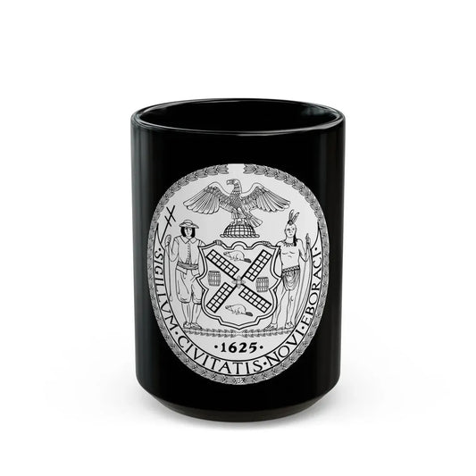 Seal of New York City BW - Black Coffee Mug 15oz - Go Mug Yourself