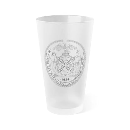 Seal of New York City BW - Frosted Pint Glass 16oz-16oz-Frosted-Go Mug Yourself