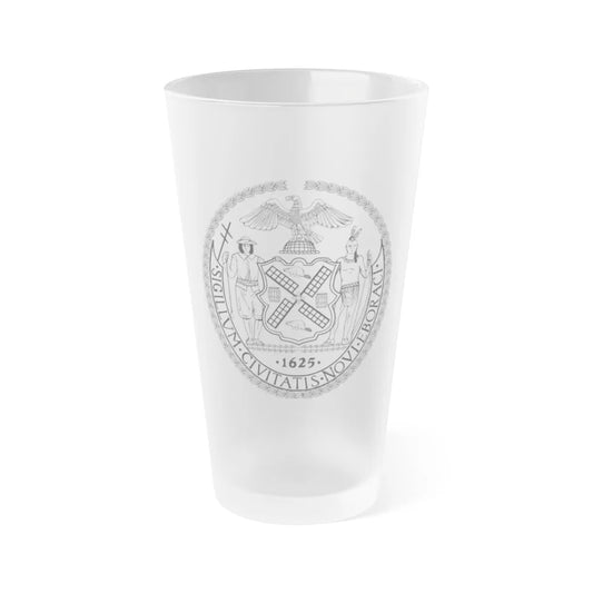 Seal of New York City BW - Frosted Pint Glass 16oz-16oz-Frosted-Go Mug Yourself