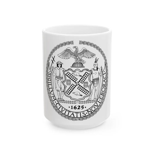 Seal of New York City BW - White Coffee Mug-15oz-Go Mug Yourself