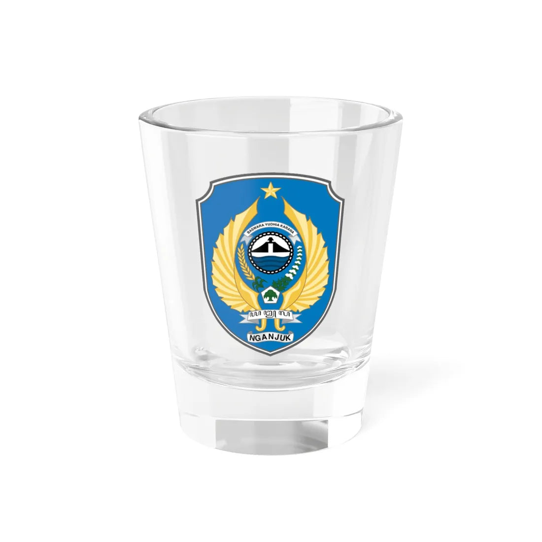 Seal of Nganjuk Regency (Indonesia) (Coat of Arms) Shot Glass 1.5oz 1.5oz - Go Mug Yourself