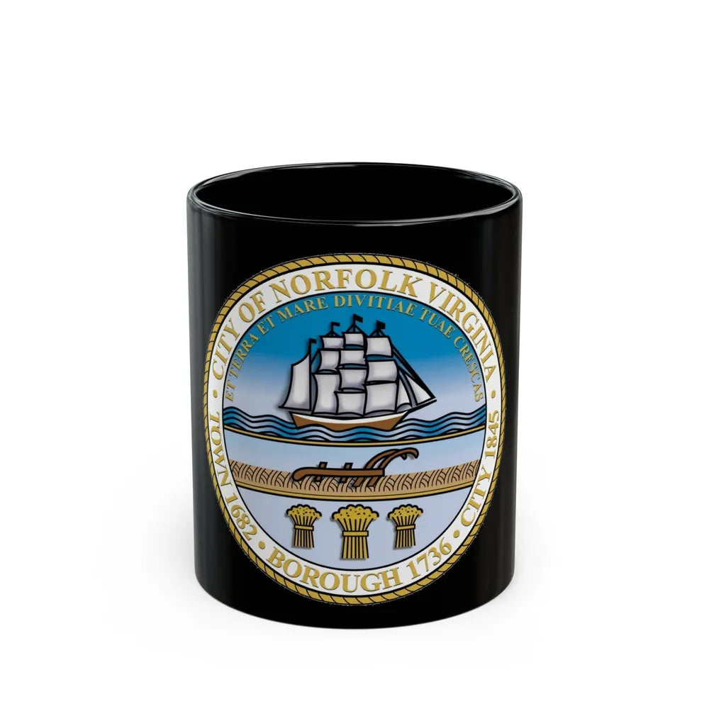 Seal of Norfolk Virginia - Black Coffee Mug-11oz-Go Mug Yourself