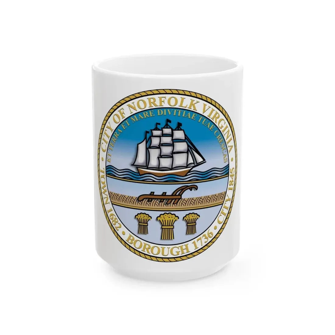 Seal of Norfolk Virginia - White Coffee Mug 15oz - Go Mug Yourself