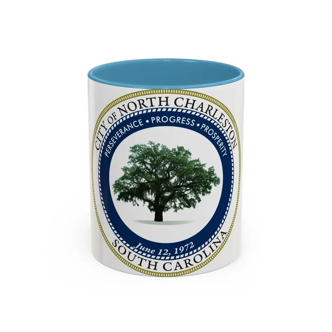 Seal of North Charleston South Carolina - Accent Coffee Mug 11oz Light Blue - Go Mug Yourself
