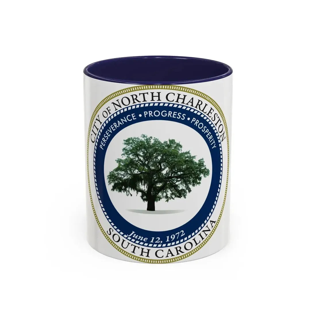 Seal of North Charleston South Carolina - Accent Coffee Mug 11oz Navy - Go Mug Yourself