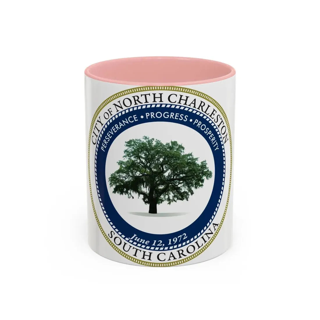 Seal of North Charleston South Carolina - Accent Coffee Mug 11oz Pink - Go Mug Yourself