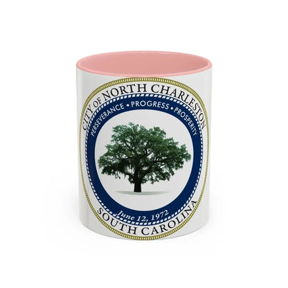 Seal of North Charleston South Carolina - Accent Coffee Mug 11oz Pink - Go Mug Yourself