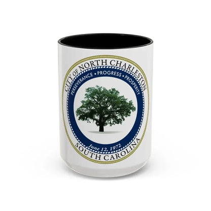 Seal of North Charleston South Carolina - Accent Coffee Mug 15oz Black - Go Mug Yourself