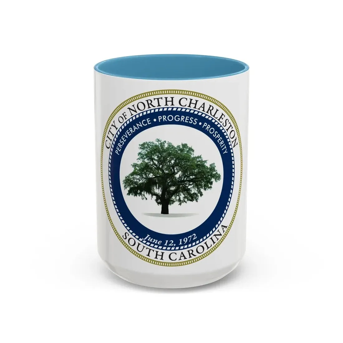 Seal of North Charleston South Carolina - Accent Coffee Mug 15oz Light Blue - Go Mug Yourself
