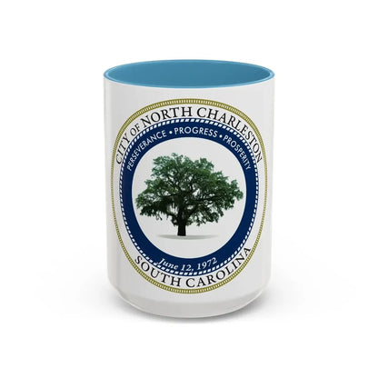 Seal of North Charleston South Carolina - Accent Coffee Mug 15oz Light Blue - Go Mug Yourself