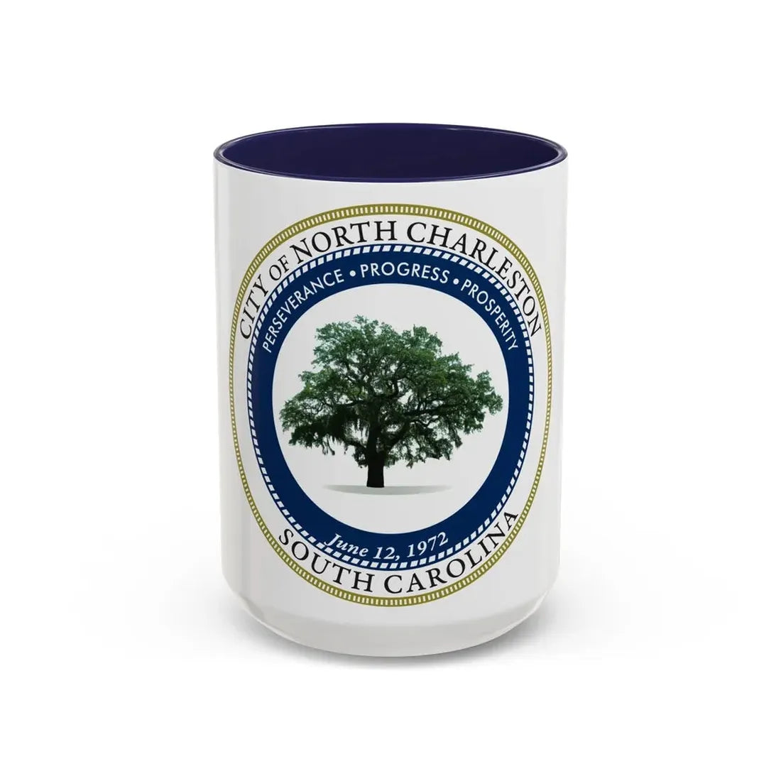 Seal of North Charleston South Carolina - Accent Coffee Mug 15oz Navy - Go Mug Yourself