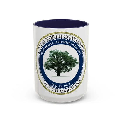 Seal of North Charleston South Carolina - Accent Coffee Mug 15oz Navy - Go Mug Yourself