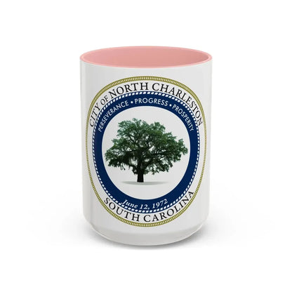 Seal of North Charleston South Carolina - Accent Coffee Mug 15oz Pink - Go Mug Yourself