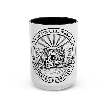 Seal of Omaha Nebraska - Accent Coffee Mug 15oz Black - Go Mug Yourself