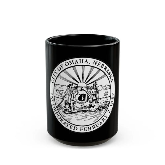 Seal of Omaha Nebraska - Black Coffee Mug-15oz-Go Mug Yourself