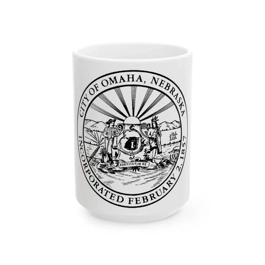 Seal of Omaha Nebraska - White Coffee Mug 15oz - Go Mug Yourself