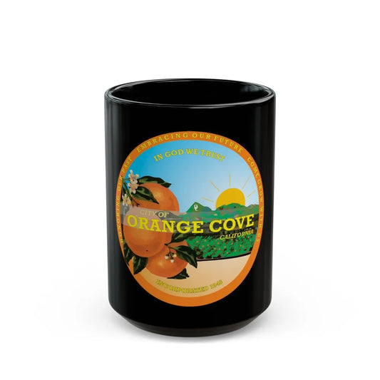 Seal of Orange Cove California - Black Coffee Mug-15oz-Go Mug Yourself