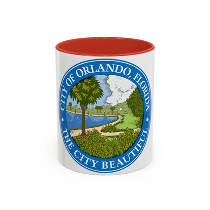 Seal of Orlando Florida - Accent Coffee Mug 11oz Red - Go Mug Yourself