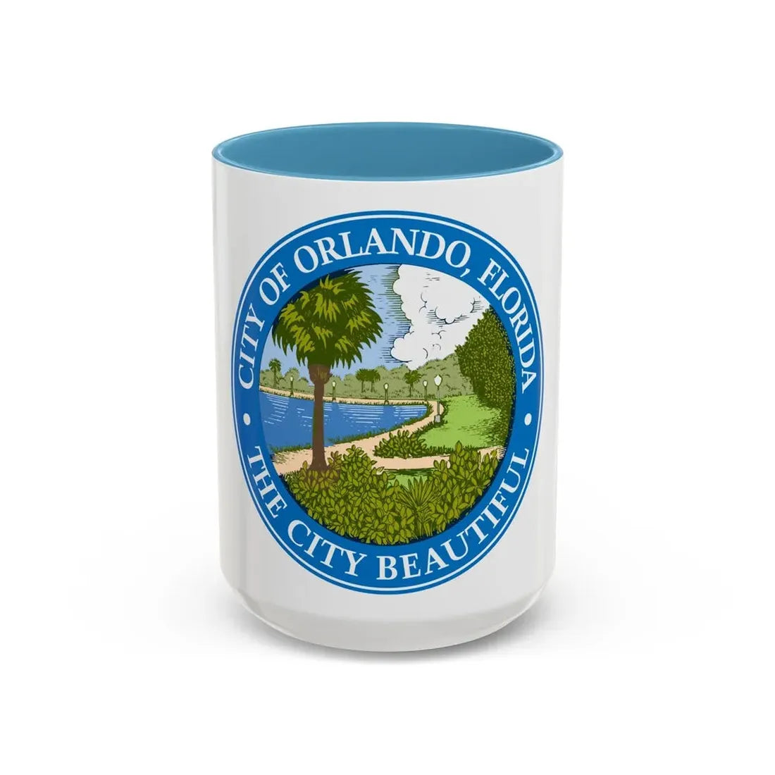 Seal of Orlando Florida - Accent Coffee Mug 15oz Light Blue - Go Mug Yourself