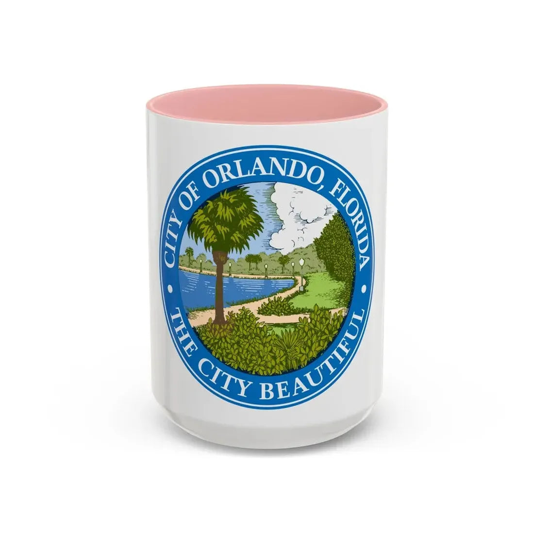 Seal of Orlando Florida - Accent Coffee Mug 15oz Pink - Go Mug Yourself