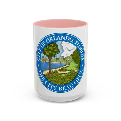 Seal of Orlando Florida - Accent Coffee Mug 15oz Pink - Go Mug Yourself