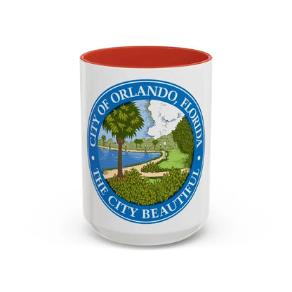 Seal of Orlando Florida - Accent Coffee Mug 15oz Red - Go Mug Yourself