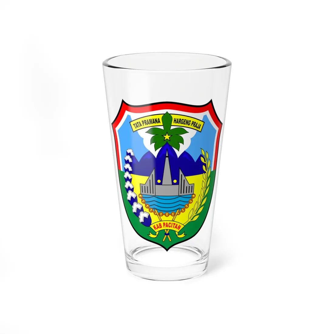 Seal of Pacitan Regency (Indonesia) (Coat of Arms) Pint Glass 16oz 16oz - Go Mug Yourself