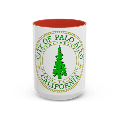 Seal of Palo Alto California - Accent Coffee Mug 15oz Red - Go Mug Yourself