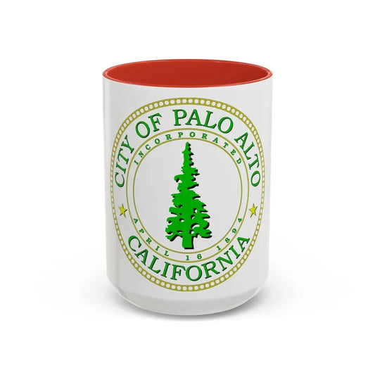 Seal of Palo Alto California - Accent Coffee Mug 15oz Red - Go Mug Yourself