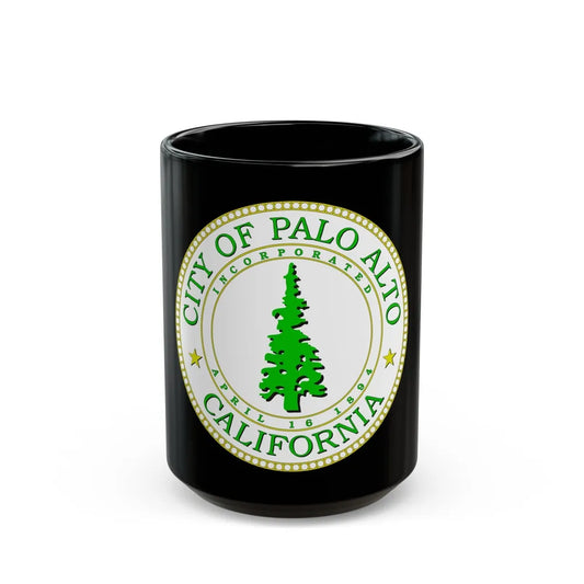 Seal of Palo Alto California - Black Coffee Mug-15oz-Go Mug Yourself