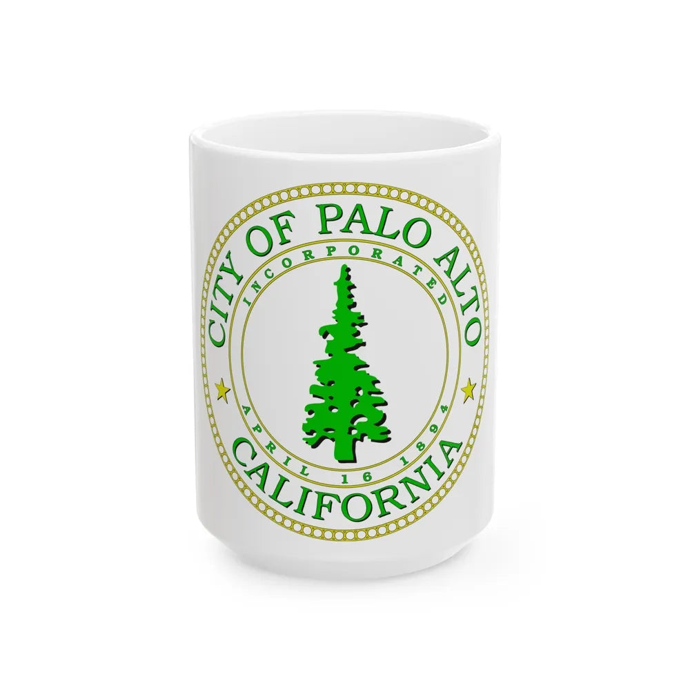 Seal of Palo Alto California - White Coffee Mug-15oz-Go Mug Yourself