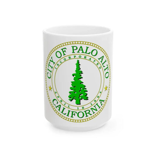 Seal of Palo Alto California - White Coffee Mug 15oz - Go Mug Yourself