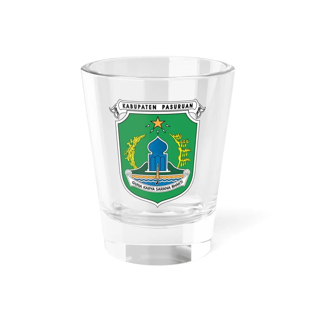 Seal of Pasuruan Regency (Indonesia) (Coat of Arms) Shot Glass 1.5oz 1.5oz - Go Mug Yourself