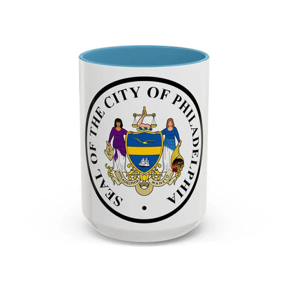 Seal of Philadelphia Pennsylvania - Accent Coffee Mug 15oz Light Blue - Go Mug Yourself