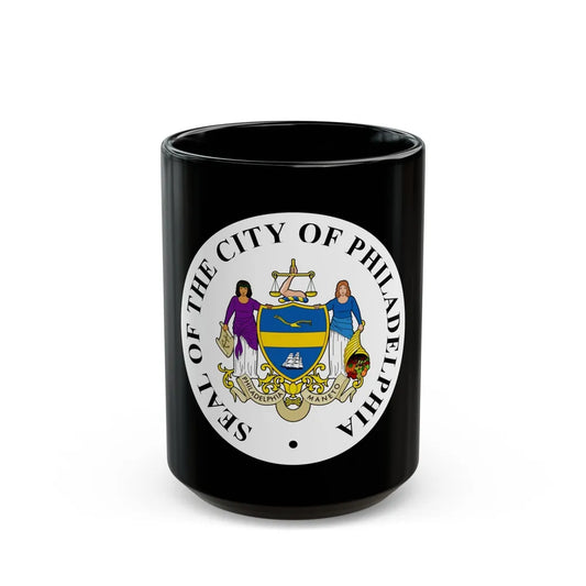 Seal of Philadelphia Pennsylvania - Black Coffee Mug-15oz-Go Mug Yourself