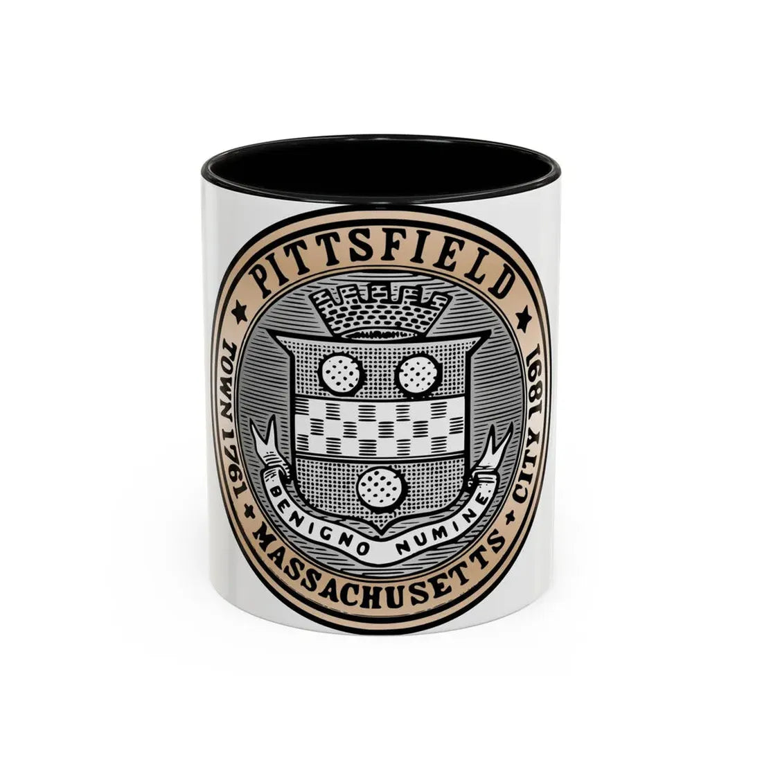 Seal of Pittsfield Massachusetts - Accent Coffee Mug 11oz Black - Go Mug Yourself