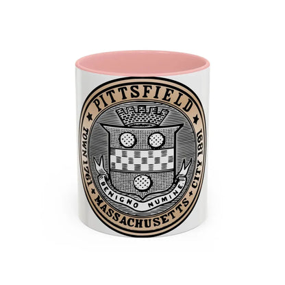 Seal of Pittsfield Massachusetts - Accent Coffee Mug 11oz Pink - Go Mug Yourself