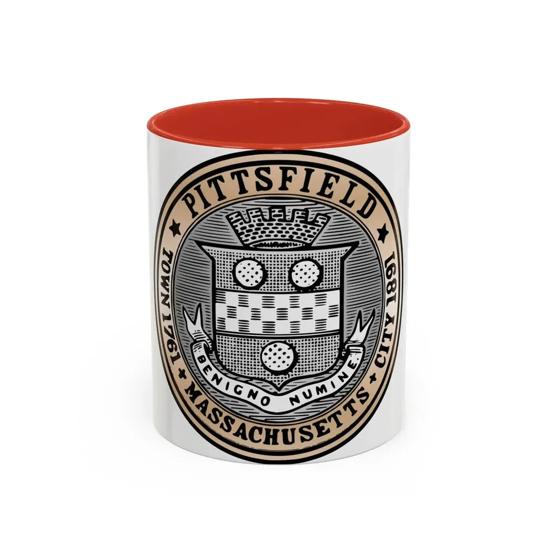 Seal of Pittsfield Massachusetts - Accent Coffee Mug 11oz Red - Go Mug Yourself