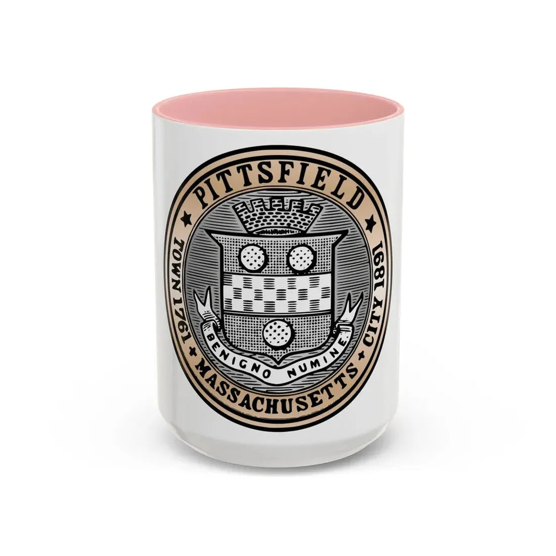 Seal of Pittsfield Massachusetts - Accent Coffee Mug 15oz Pink - Go Mug Yourself
