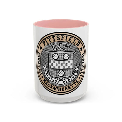 Seal of Pittsfield Massachusetts - Accent Coffee Mug 15oz Pink - Go Mug Yourself