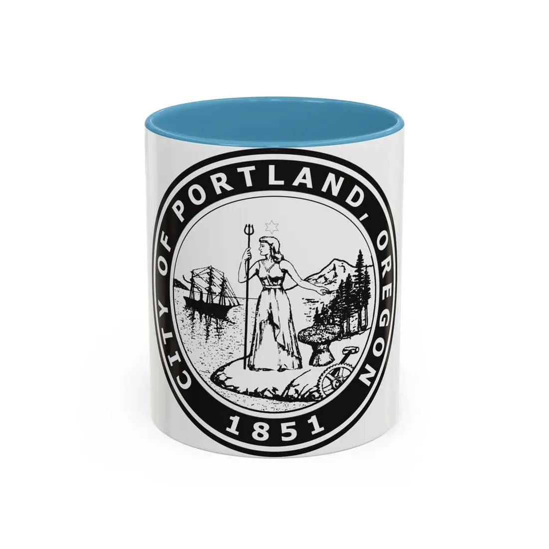 Seal of Portland Oregon - Accent Coffee Mug 11oz Light Blue - Go Mug Yourself
