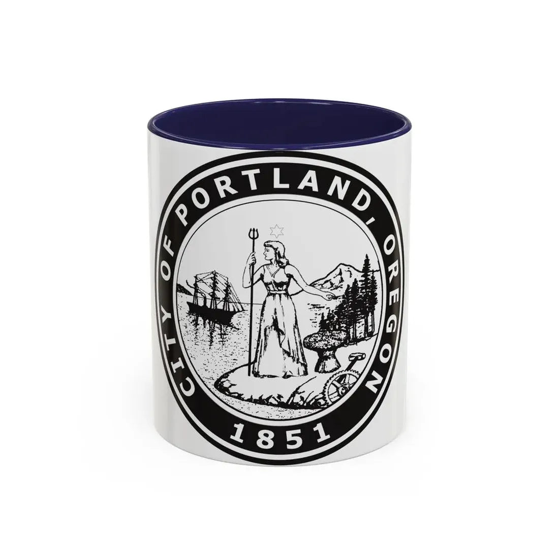 Seal of Portland Oregon - Accent Coffee Mug 11oz Navy - Go Mug Yourself