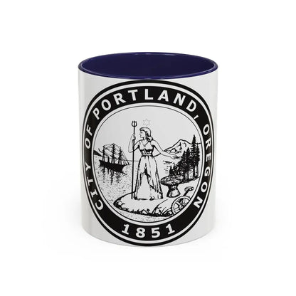 Seal of Portland Oregon - Accent Coffee Mug 11oz Navy - Go Mug Yourself