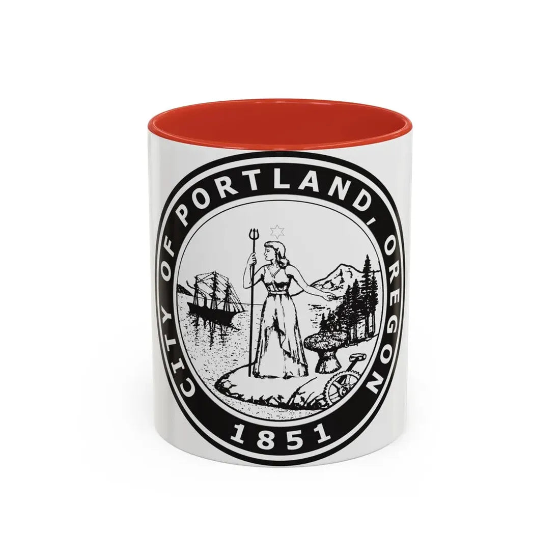 Seal of Portland Oregon - Accent Coffee Mug 11oz Red - Go Mug Yourself